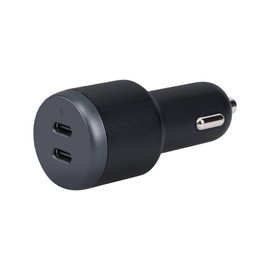 MOTTERU MOT-DCPD65C2-BK PD65W USB Car Charger (Car Charger) PD65W, USB-C x 2, Rapid Charging, 12/24V, Compatible with Both Cars, Trucks, Smoky Black