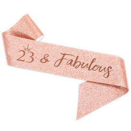 SZHUIHER 23rd Birthday Sash & Tiara, Rose Gold Birthday Sash, Crown 23 & Fabulous Sash & Tiara, 23rd Birthday Gifts for Happy 23rd Birthday Parties