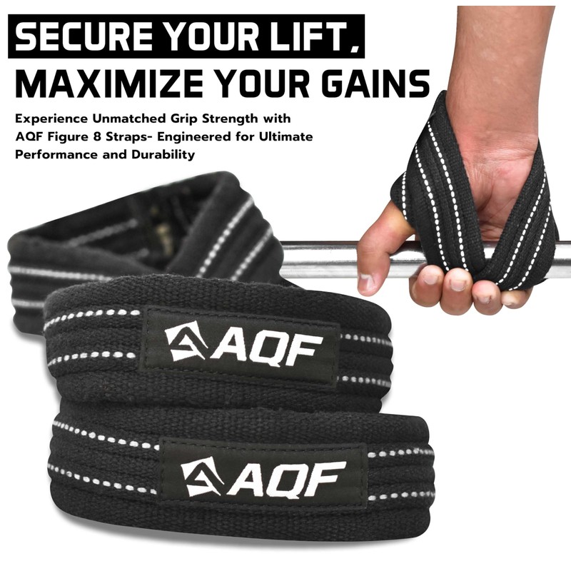 AQF Figure 8 Lifting Straps, Anti Slip Gym Wrist Supports