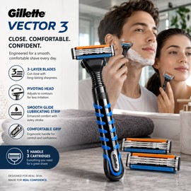 3-Blade Pivoting Razor for Face Shaving – Chromium-Coated Blades for Smooth Daily Grooming