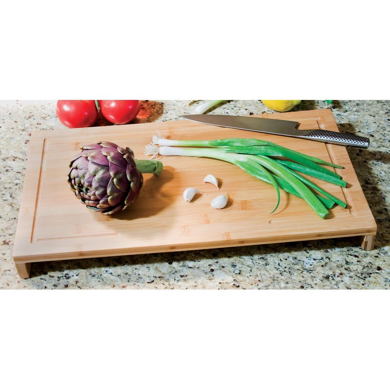 Lipper International Bamboo Wood Over-The-Sink/Stove Kitchen Cutting and Serving Board,