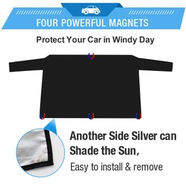 ALTITACO Car Rear Windshield Snow Cover, Rear Windscreen Snow Ice Cover Protector with Flaps and 4 Magnets, Sun Shade Protector Exterior Shield Guard Fits Most Cars, Trucks, SUV and Vans