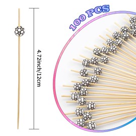 100PCS Cocktail Picks Toothpicks for Appetizers Charcuterie Accessories Cocktail Picks for Drinks Bamboo Toothpicks Cocktail Toothpicks Soccer Toothpicks for Food Fruit Long Toothpicks 4.7Inch