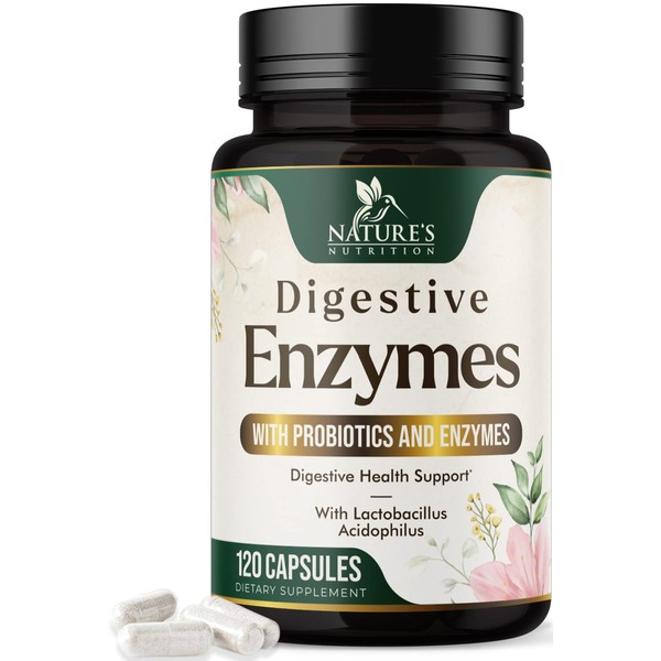 Digestive Enzymes with Probiotics and Bromelain - Extra Strength Digestive Enzyme Health Supplement for Women and Men - Supports Digestion, Gas, Bloating, and Gut Health, Non-GMO - 120 Capsules