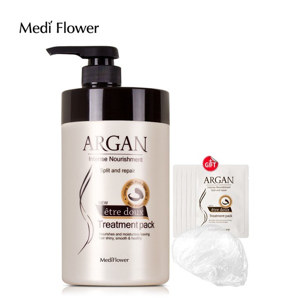 Mediflower Attus Argan Treatment Hair Pack 1000ml + 5 Argan Pouches + Hair Cap