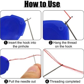 TOOVREN Needle Threader for Hand Sewing 12 Pcs Plastic Wire Hook Simple Threader for Needles Small Eye Needle Threader for Sewing Machine Needle Threader Tool for Sewing Crafting