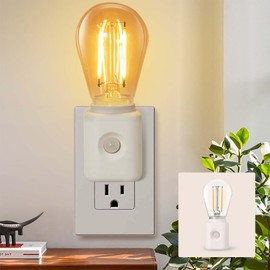 Yaoten Led Night Light Bulb Plug in, 1W Vintage Nightlight, Dusk to Dawn and Motion Sensor, Warm White 2700K, 10-100LM Adjustable Brightness, Dimmable, for Hallway Bedroom Stairway, 1 Pack