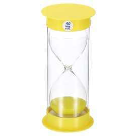PATIKIL 40 Minute Sand Timer, Round Sandy Clock with Plastic Cover, Count Down Sand Glass for Games, Kitchen, Party Favors DIY Decoration, Yellow