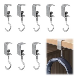 Ai-OUMLEEF Desk Mount Bag Holder Hook,8 Pcs Desk Mount Hook and Schoolbag Holder Hook Clamps,Clamp-On Under Desk Hooks,for Table Desk Closet Door Cabinets
