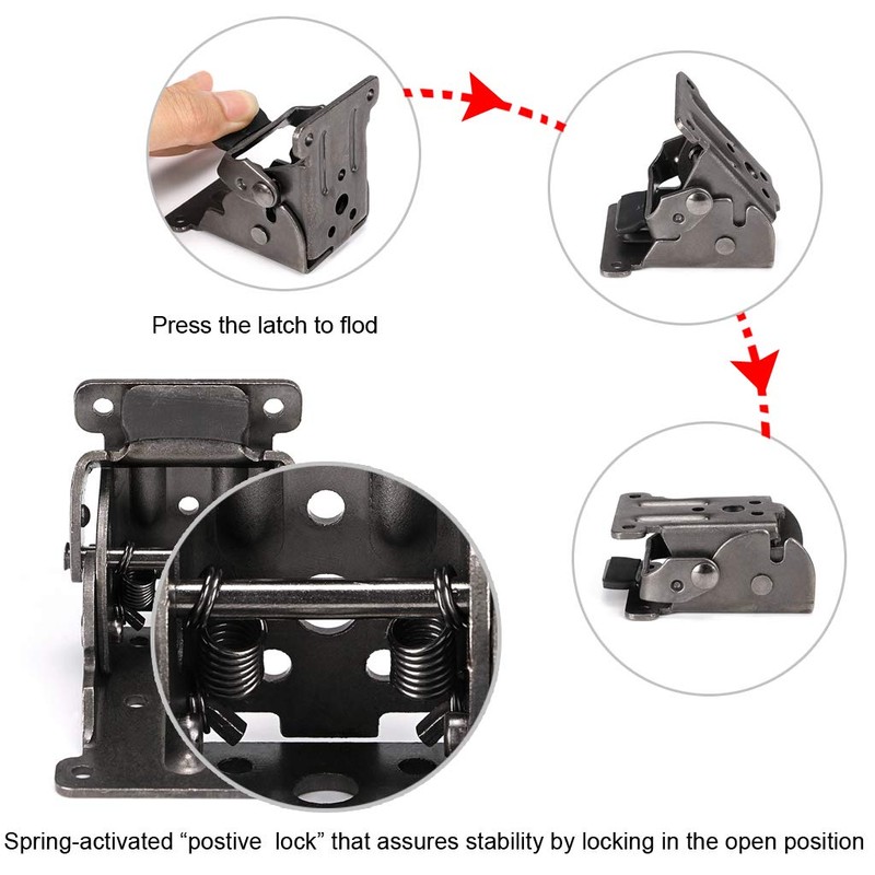Skelang Foldable Bracket, Self-Lock Hinge Hardware with Screws Lock Extension