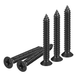 DTGN 100Pcs #14x2" Flat Head Wood Screws, 304 Stainless Steel Phillips Self Tapping Screws - Good for Woodworking, Furniture - Black