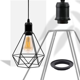 Lampshade Reducer Ring Black YnGia, E27 Lamp Holder Twist Plastic Lampshade Fitting Washer Adapter Converter Ring Collar Retainer Rings for E27 Lamp Shade Screw, 6 Packs