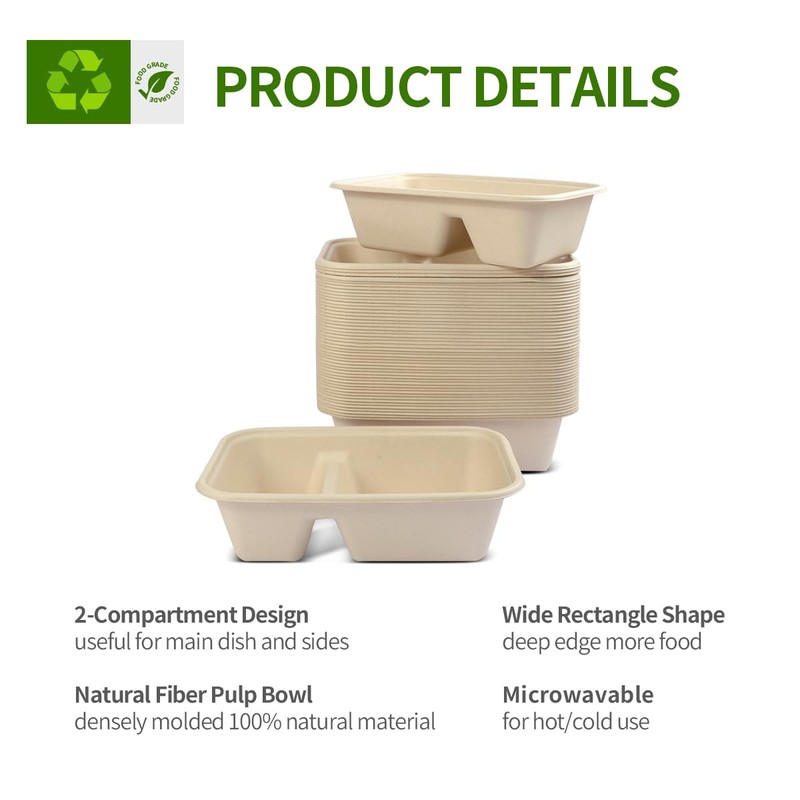 AICHEF 100 Pack 2 Compartment Paper Bowls for Chip Dip,