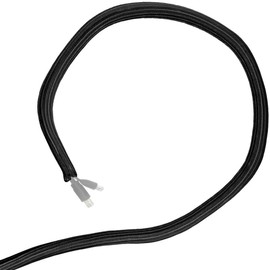 Minadax® Self-Closing Professional Cable Duct in Black for Flexible Cable Management 5 Metres, 9 mm Diameter