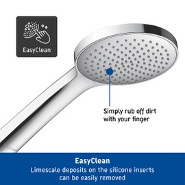Duravit Universal Shower Head, Handheld Shower Head with Jet Type Rain, Shower Head Round (Ø 110 mm), with Water-Saving Minusflow-Function, Easy to Clean, Chrome