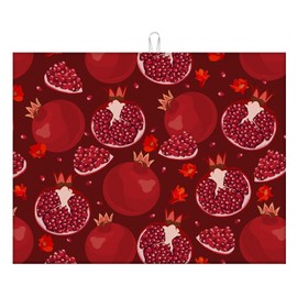 Red Pomegranate Dish Drying Mat For Kitchen Counter, Super Absorbent Microfiber Dish Drying Pad, Kitchen Gadgets For Easy Clean Multi-Use Large 18"x24"