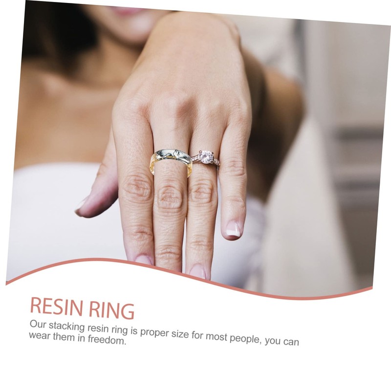 SAFIGLE Resin Gold Foil Ring Set for Women Stacking Ring