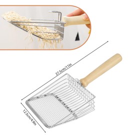 PEGRAUFC Cat Litter Tray Scoop, Metal Cat Litter Scoop with Comfort Wooden Handle, Sand Leakage Distance 7 mm, Litter Box Scoop, Cat Accessories, Cat Scoop for Cat Litter Tray