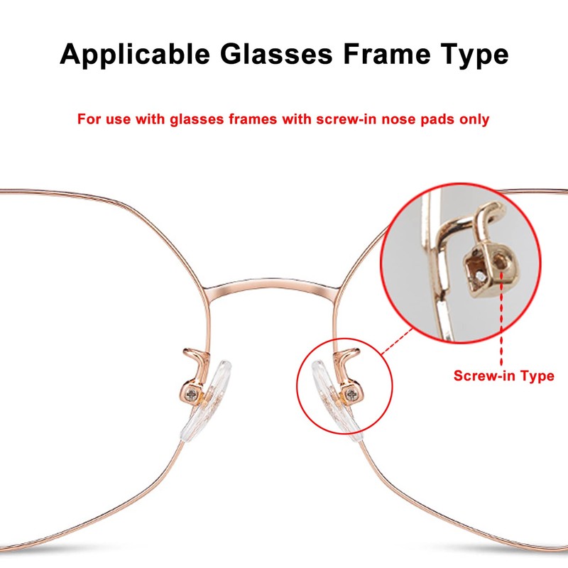 Mr.ZzjOOj Soft Silicone Eyeglass Nose Pads, 6 Pairs Screw-in Metal