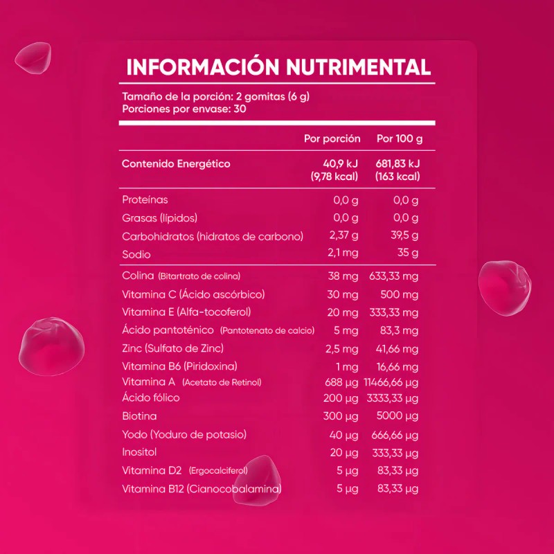 Goli Nutrition Biotina Vitamina C Inositol 60 Gomitas Sabor Cereza