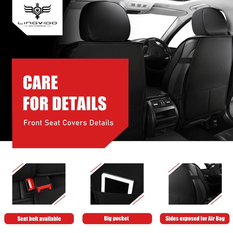 LINGVIDO Leather Car Seat Covers, Breathable Automotive Cover Cushion Accessories