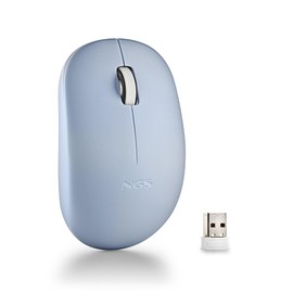 NGS Fog Pro Blue Wireless Mouse 1000 DPI Optical Mouse Nano USB Interface Silent Buttons 2 Buttons Scroll Wheel Plug and Play Ambidextrous Blue