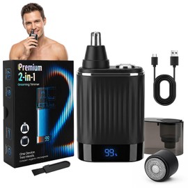 Yunmiss 2 in 1 Nose & Facial Hair Trimmer Clipper for Men and Women, LED Display Beard & Detail Trimmer with USB Rechargeable, 2026 Painless Grooming Kit, Waterproof Nose & Ear Hair Remover