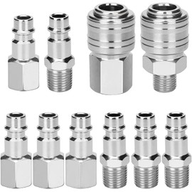 10 x Euro Compressed Air Quick Coupling 1/4 Inch BSP Compressed Air Coupling Plug Socket for Hoses Fitting Couplings Air Hose Compressor