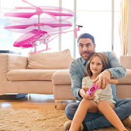 Hymaz RC Helicopter for Girls, Remote Control Helicopter Girls Gift for 6 7 8-12 Yers,Pink RC Plane Flying Toy Helicopters for Indoor Outdoor Games
