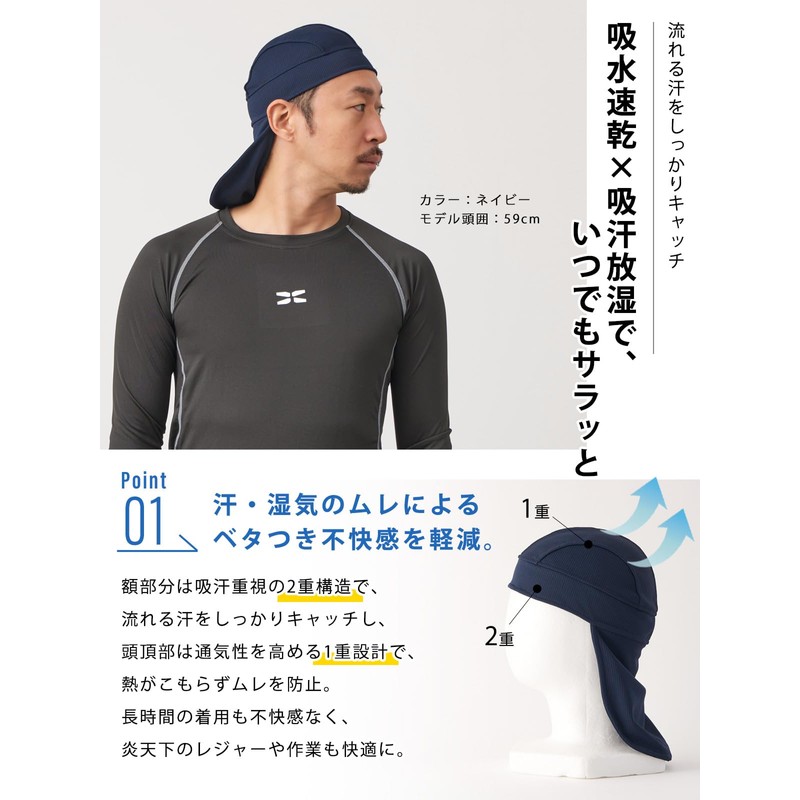 CHARM Neck Guard Included, Water Absorbent, Quick-Drying, UV Protection, Cap,