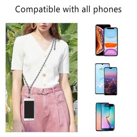 COCASES Crossbody Phone Lanyard Tether - Phone Lanyard Neck Strap with 2 Tabs, Compatible with Most Smartphone (Black+White)