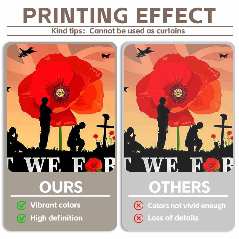 Luminora 72x43inch Remembrance Day Backdrop Lest We Forget Red Poppy