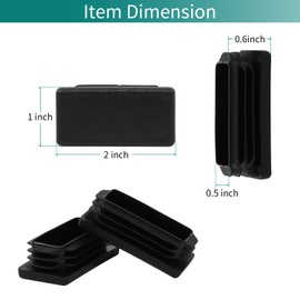 FiveEyes 1"X2" 1X2 Rectangle Tubing Plug (10 Pack), 1X2 End Cap 1X2 Inch Tubing Plug Tube End Cap Fence Post Pipe Cover Tubing Insert Chair Glide Finishing Plug