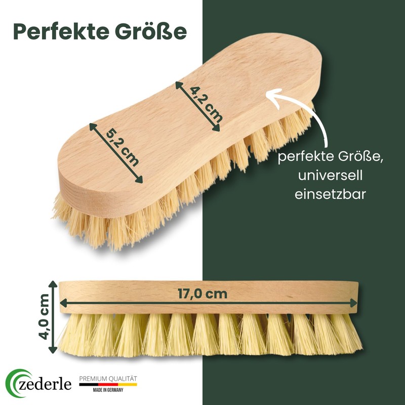 zederle Scrubbing Brushes with Ergonomic Beech Wood Handle (Pack of