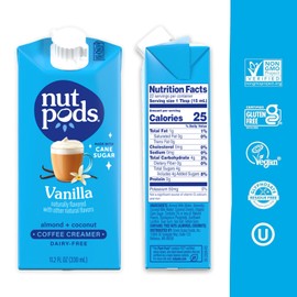 nutpods Vanilla Non Dairy Coffee Creamer, Sweetened with Organic Cane Sugar, Made from Almonds and Coconuts, Gluten Free, Non-GMO, Vegan, Kosher, Plant Based (3-Pack)