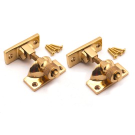 Pack of 2 Solid Brass Victorian Brighton Brass or Chrome SASH Screw Down Wedge Window Fastener (Polished Brass)
