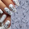 Lace Flower Nail Art Stickers 6 Sheets Black White Floral