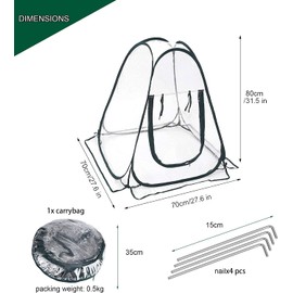 Porayhut Pop Up Greenhouse Cover,Pack of 3 Pcs,Flower House Mini Gardening Plant Flower Sunshine Room Room,Backyard PVC Greenhouse Cover for Cold Frost Protector Gardening Plants