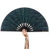 Raveahem Large Folding Fan, 13 Inch Clack Rave Fan Hand