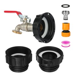 275-330 Gallon IBC Tote Tank Adapter,3-Size IBC Tote Adapter, 2.44" Fine、2 "Fine, and 2" Coarse Thread,1/2" Male NPT Inlet ×3/4" Male GHT Threaded+ Nickel Plating Brass valves