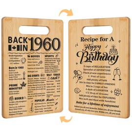 65th Birthday Gifts for Women Men,Back in 1960&Recipe for A Happy Birthday Double Sided Cutting Board Gift for Her Him,65th Birthday Gift Ideas,Cool Gifts for 65 Year Old Woman