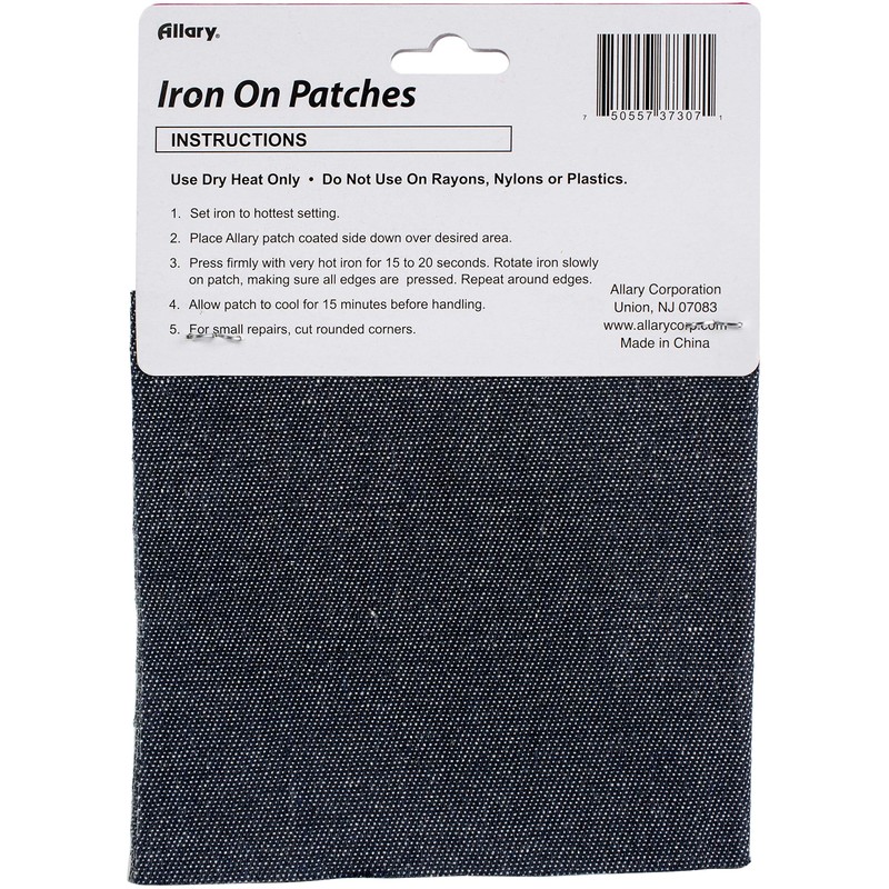 ALLARY CORPORATION Blue Denim, 21"X5" Allary Iron On Patching Fabric