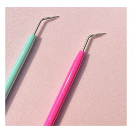 Metal Lash Lift Tool Set 2 pcs, Upgrade Eyelash Separate Tools With Groove Like Y Brush, Lash Comb Mini Size For Females Small Hand Popular Eyelash Lifting Stick Pink + Blue - Reusable 1000 Usage
