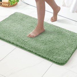 MIULEE Bath Mat Non Slip Absorbent Bathroom Soft luxurious Shower Small Mat Doormat Inside Rugs Kitchen Rugs Carpet Mat Washable for Bathroom Bedroom Kitchen Entrance 40x60 cm Green