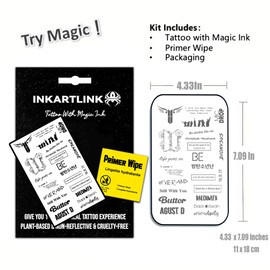 INKARTLINK Semi Permanent Tattoos, temporary tattoos, multiple designs, adult art designs, party favors, waterproof, realistic, no adhesive, no reflective, lasts 1-2 weeks (INS style small pattern)