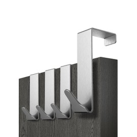 Menz Over Door Hanger – 1 1/2" Door Thickness - 4 pcs. Stainless Steel Coat Hooks with Anti-Slip and Felt Pads, Sturdy Over Door Hook Hanger Türhaken
