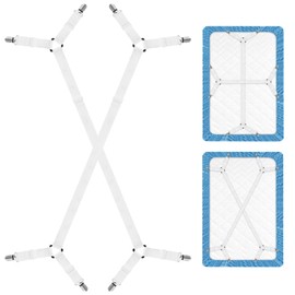 MUXTTAO Bed Sheet Clips for Bedding, Universal Fitted Sheet Clips, Bed Sheet Holder for Bedding, Bed Sheet Lock (2 Pcs, White)