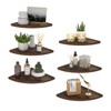 HORLIMER 6 Pack Wall Mount Floating Corner Shelf, Rustic Wood