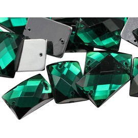 14 x 10 mm rectangular Flat Back coser en abalorio para manualidades – 70 piezas, EsmeraldaCH18, 70