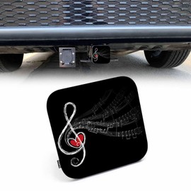 Beabes Auto Hitch Cover for Trucks Music Notes, Swirl Treble Love Music Sheet Notes Sturdy Rubber Hitch Tube Covers 2" Trailer Hitch Cover Tow Receiver Tube Plug Cap for Cars Sedans